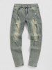 Distressed Bleach Wash Jeans -  