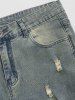 Distressed Bleach Wash Jeans -  