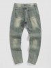 Distressed Bleach Wash Jeans -  