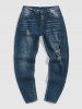Destroyed Straight Leg Jeans -  