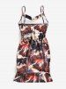Cinched Cowl Front Renaissance Print Mermaid Dress -  