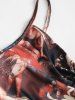 Cinched Cowl Front Renaissance Print Mermaid Dress -  