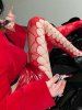 Collants Transparents en Filet Découpé à Côté - Rouge 
