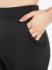 Plus Size Lace Panel Capri Leggings with Pocket -  