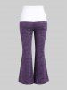 Plus Size Space Dye Colorblock Pull On Flare Pants -  