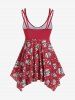 Maillot de Bain Tankini Mouchoir Matelassé Crâne Imprimée sans Dos de Grande Taille - Rouge 5X