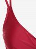 Maillot de Bain Tankini Mouchoir Matelassé Crâne Imprimée sans Dos de Grande Taille - Rouge 5X
