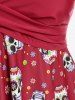 Maillot de Bain Tankini Mouchoir Matelassé Crâne Imprimée sans Dos de Grande Taille - Rouge 5X