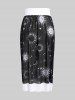 Maillot de Bain Noué à Côté Lune Etoile et Soleil Imprimés de Grande Taille - Noir 1X | US 14-16