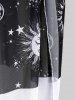 Plus Size Sun Star Moon Print Mesh Tie Side Sarong -  