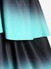 Plus Size Halter Polka Dot Ombre Bow Layered Tankini Top - Bleu clair 1X | US 14-16