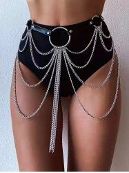 Punk Multi Layered Rings Tassel Buckle Faux Leather Belt Waist Chain -  