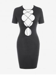 Lace-up Slinky Bodycon Dress -  