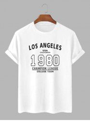 LOS ANGELES USA CALIFORNIA Crew Neck Short Sleeves Letter Tee -  