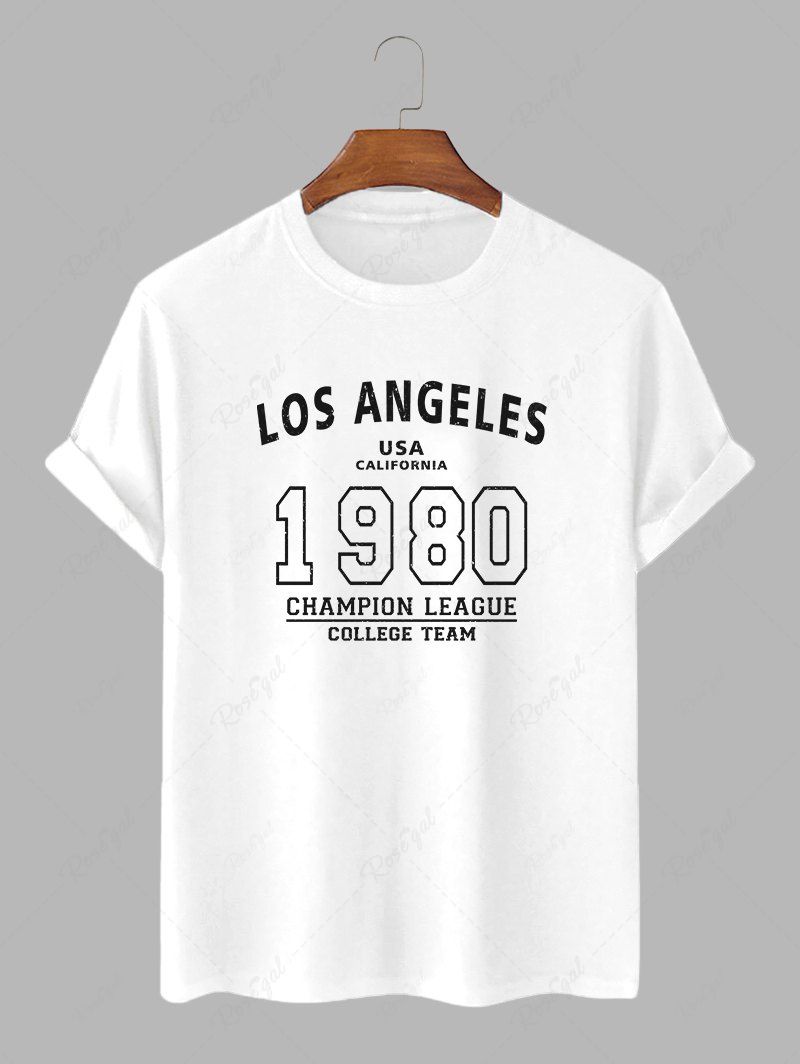 Discount LOS ANGELES USA CALIFORNIA Crew Neck Short Sleeves Letter Tee  