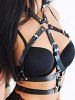 Punk Faux Leather Rings Harness Buckle Bra Body Chain -  