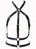 Punk Faux Leather Rings Harness Buckle Bra Body Chain -  