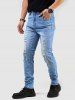 Ripped Bleach Wash Jeans -  