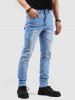 Ripped Bleach Wash Jeans -  
