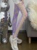 Collants Transparents en Filet Découpé à Côté - Pourpre Mimosa 