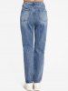 Zipper Fly High Waisted Pockets Straight Leg Distressed Long Ripped Jeans -  
