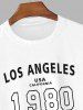 LOS ANGELES USA CALIFORNIA Crew Neck Short Sleeves Letter Tee -  