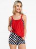 Modest Polka Dot Colorblock Padded Boyshorts Strap Tankini Swimsuit -  