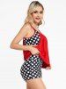 Modest Polka Dot Colorblock Padded Boyshorts Strap Tankini Swimsuit -  