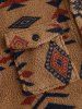 Ethnic Aztec Geo Printed Polar Fleece Fluffy Shacket -  