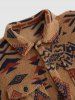 Ethnic Aztec Geo Printed Polar Fleece Fluffy Shacket -  