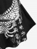 T-shirt Oriental à Imprimé Dragon Curve - Noir 1X