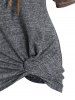 T-shirt Tribal en Tricot Motif Rayé à Manches Raglan - Gris XXL