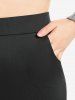 Plus Size Lace Trim Rhinestones Capri Leggings with Pocket -  