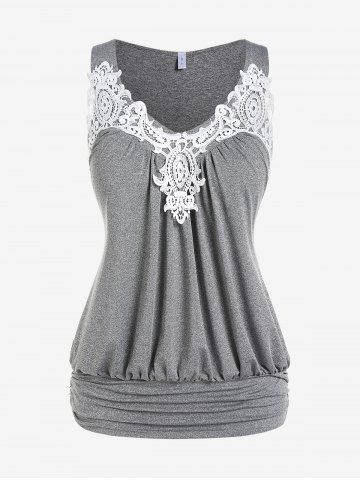 Blouson Top de Encaje de Talla Grande - LIGHT GRAY - 4X | US 26-28