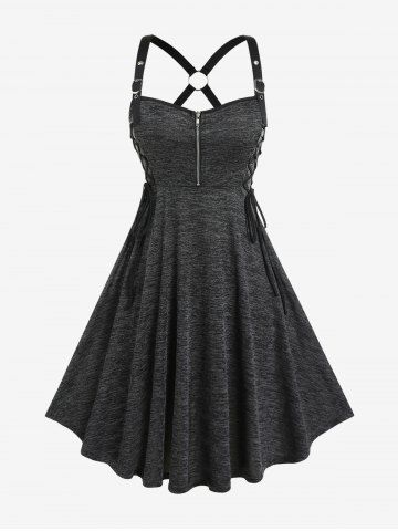 Vestido Talla Extra Cruzados y Cremallera - DARK GRAY - 4X | US 26-28