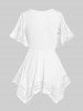 Plus Size Flower Lace Sleeve Handkerchief T Shirt -  