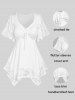 Plus Size Flower Lace Sleeve Handkerchief T Shirt -  
