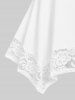 Plus Size Flower Lace Sleeve Handkerchief T Shirt -  