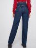Stitching Long Wide Leg Jeans -  