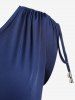 Haut en Couleur Unie de Grande Taille à Col Oblique - Bleu profond L | US 12