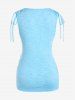 Plus Size Space Dye Cinched Ruched Draped 2 in 1 Tank Top -  