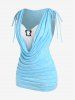Plus Size Space Dye Cinched Ruched Draped 2 in 1 Tank Top -  
