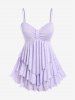 Plus Size Layered Lettuce Trim Cami Top and Ruffles Lace Crop Top -  