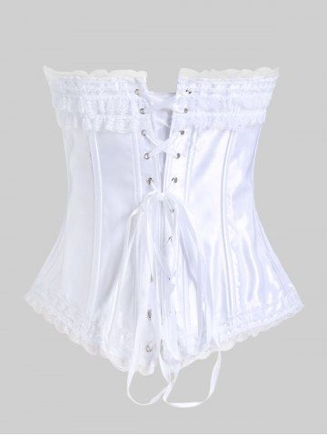 Frilled Bowknot Lace-up Boning Overbust Corset