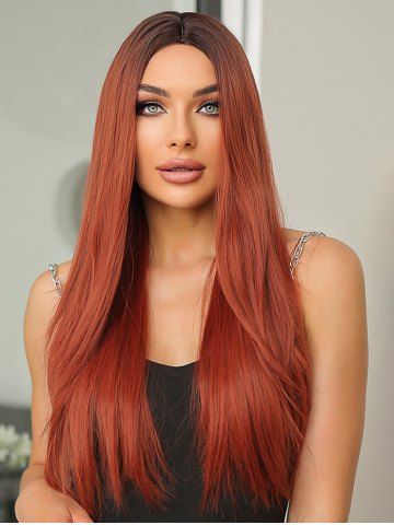 Synthetic Red-brown Long Silky Straight Wig - CHESTNUT - 28INCH