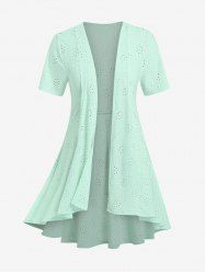 Plus Size & Curve Open Front Broderie Anglaise High Low Cardigan -  