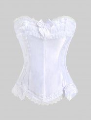 Frilled Bowknot Lace-up Boning Overbust Corset -  