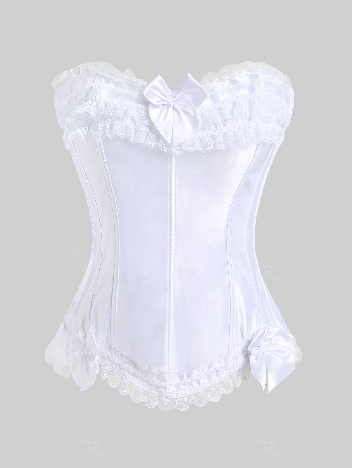 Affordable Frilled Bowknot Lace-up Boning Overbust Corset  