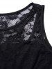 Sheer Flower Lace Panel Asymmetric Sleeveless Midi Dress -  