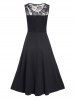 Sheer Flower Lace Panel Asymmetric Sleeveless Midi Dress -  